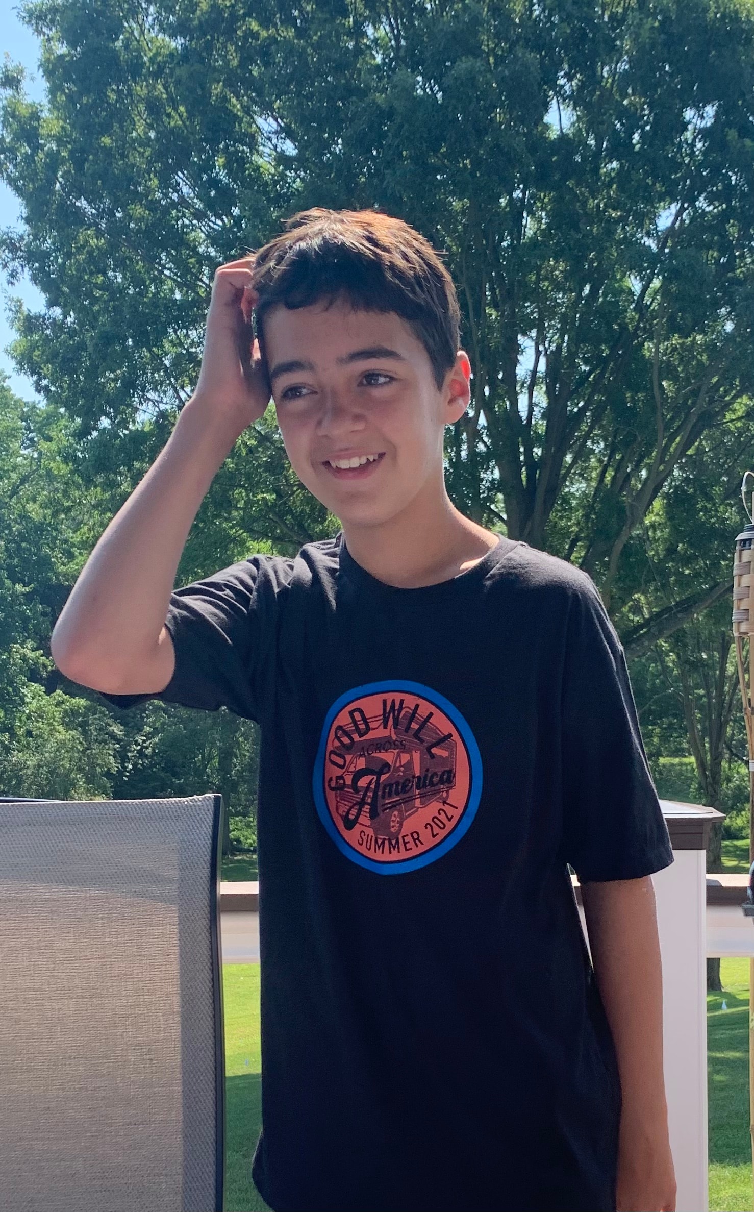 Will wearing a black Goodwill Across America t-shirt outdoors